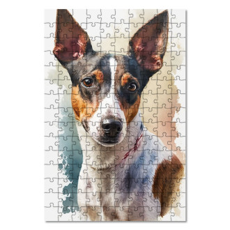 Wooden Puzzle Rat Terrier watercolor