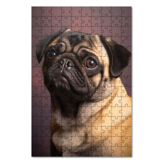 Wooden Puzzle Pug realistic