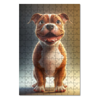 Wooden Puzzle Staffordshire Bull Terrier cartoon
