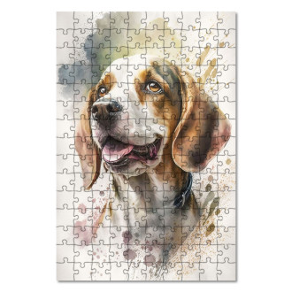 Wooden Puzzle Beagle watercolor