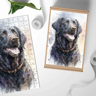 Wooden Puzzle Curly Coated Retriever watercolor