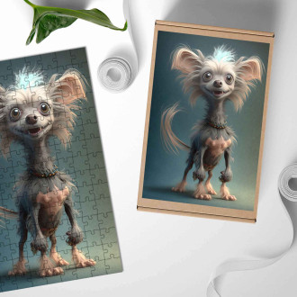 Wooden Puzzle Chinese Crested cartoon