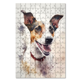 Wooden Puzzle Smooth Fox Terrier watercolor