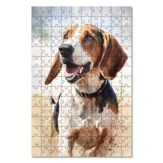 Wooden Puzzle English Foxhound watercolor