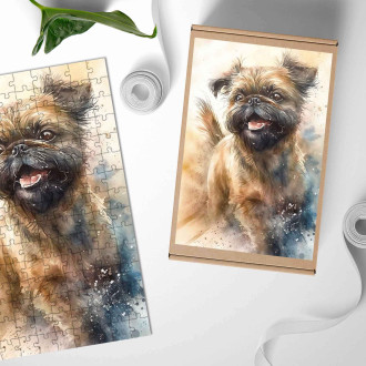 Wooden Puzzle Brussels Griffon watercolor