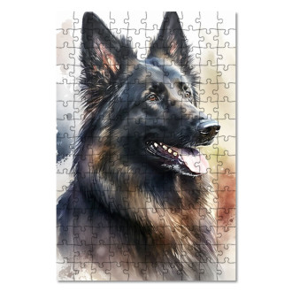 Wooden Puzzle Belgian Sheepdog watercolor