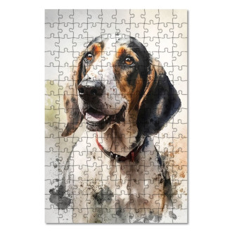 Wooden Puzzle American English Coonhound watercolor