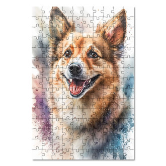 Wooden Puzzle Norwegian Lundehund watercolor