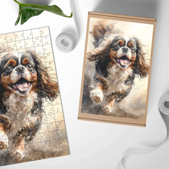 Wooden Puzzle English Toy Spaniel watercolor