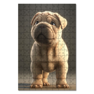 Wooden Puzzle Chinese Shar-Pei cartoon