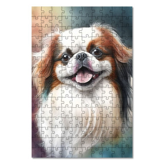 Wooden Puzzle Japanese Chin watercolor