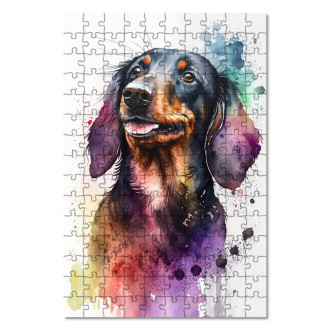 Wooden Puzzle Dachshund watercolor