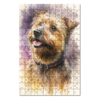 Wooden Puzzle Norfolk Terrier watercolor