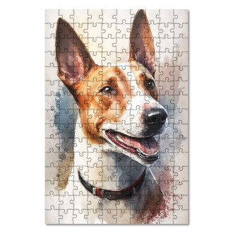 Wooden Puzzle Basenji watercolor