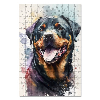 Wooden Puzzle Rottweiler watercolor