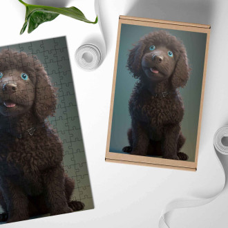 Wooden Puzzle Curly Coated Retriever cartoon