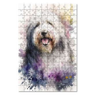 Wooden Puzzle Old English Sheepdog watercolor