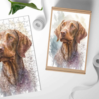 Wooden Puzzle Wirehaired Vizsla watercolor