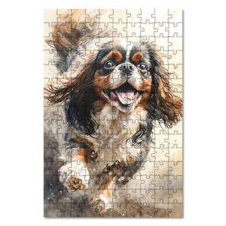 Wooden Puzzle English Toy Spaniel watercolor