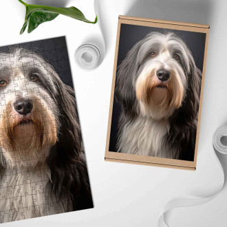 Wooden Puzzle Bearded Collie realistic