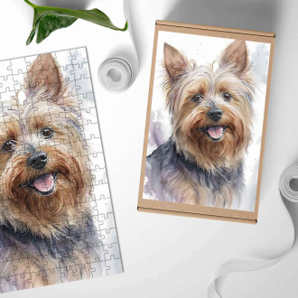 Wooden Puzzle Silky Terrier watercolor