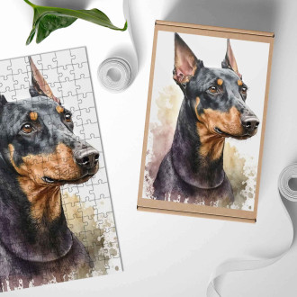 Wooden Puzzle Manchester Terrier watercolor