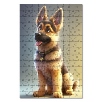 Wooden Puzzle German Shepherd Dog cartoon
