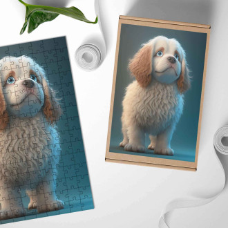 Wooden Puzzle Clumber Spaniel cartoon