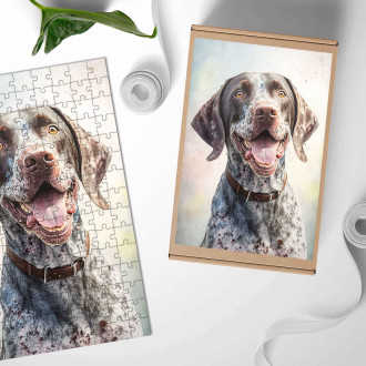Wooden Puzzle German Shorthaired Pointer watercolor