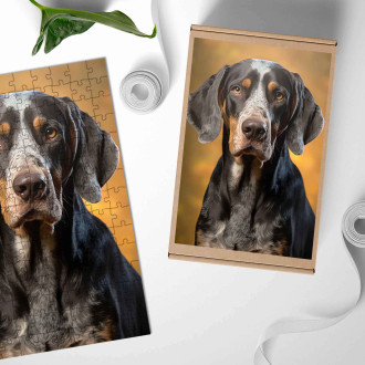 Wooden Puzzle Bluetick Coonhound realistic