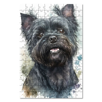 Wooden Puzzle Affenpinscher dog watercolor