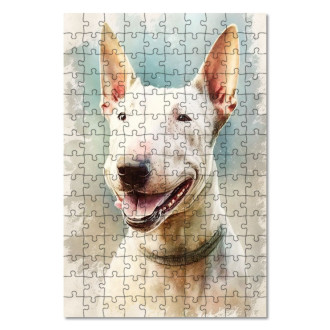 Wooden Puzzle Bull Terrier watercolor