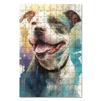 Wooden Puzzle American Staffordshire Terrier watercolor