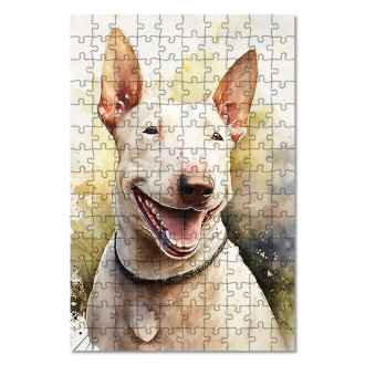 Wooden Puzzle Miniature Bull Terrier watercolor
