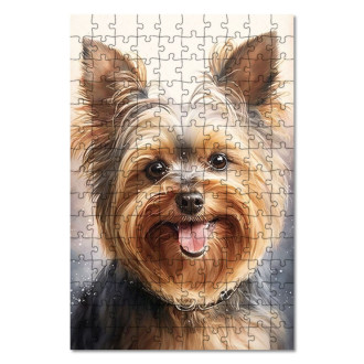 Wooden Puzzle Yorkshire Terrier watercolor