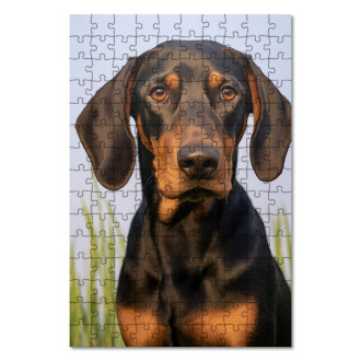 Wooden Puzzle Black and Tan Coonhound realistic