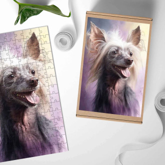 Wooden Puzzle Chinese Crested watercolor