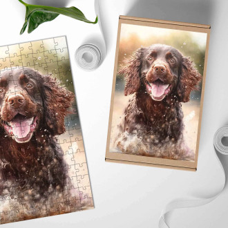 Wooden Puzzle American Water Spaniel watercolor