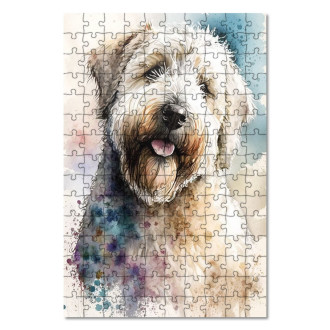 Wooden Puzzle Soft Coated Wheaten Terrier watercolor