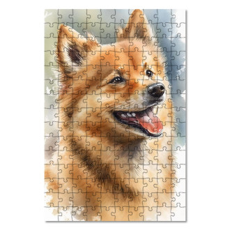 Wooden Puzzle Finnish Spitz watercolor