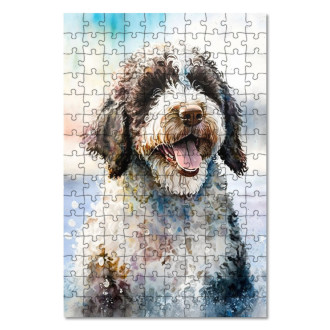 Wooden Puzzle Spanish Water Dog watercolor