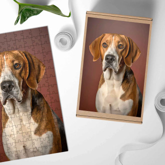 Wooden Puzzle English Foxhound realistic