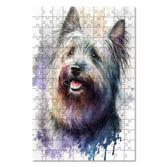 Wooden Puzzle Skye Terrier watercolor