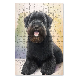 Wooden Puzzle Black Russian Terrier watercolor