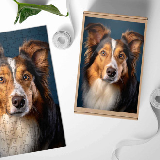 Wooden Puzzle Collie realistic