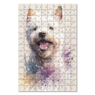 Wooden Puzzle West Highland White Terrier watercolor