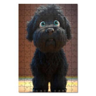 Wooden Puzzle Black Russian Terrier cartoon