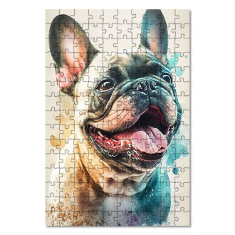 Wooden Puzzle French Bulldog watercolor