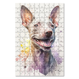 Wooden Puzzle American Hairless Terrier watercolor