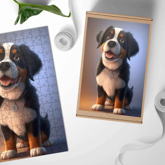 Wooden Puzzle Greater Swiss Mountain Dog cartoon